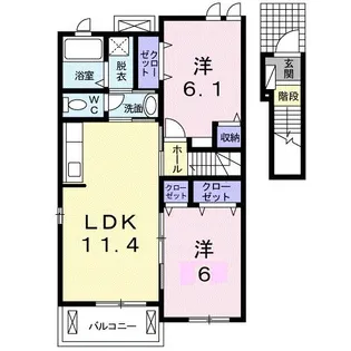 リバーサイド川島B【2階】の間取り
