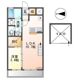 プティスール空港通り【203号室】の間取り