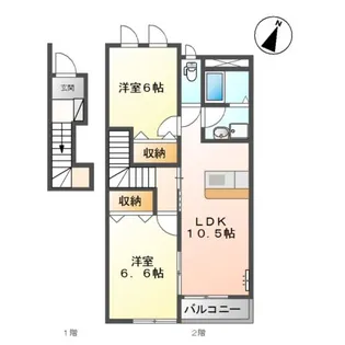 ヴァンルージュⅡ【2階】の間取り