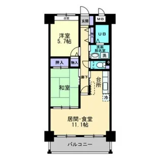 2LDKの間取り画像