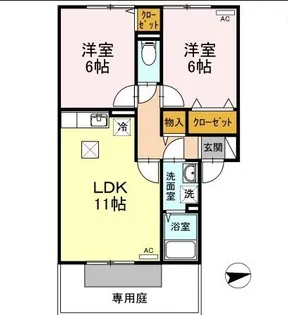 メゾンシャルム木太 B棟【101号室】の間取り