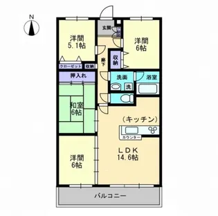 メゾンドール【6階】の間取り