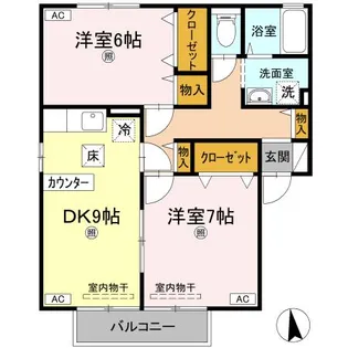 リジェール東山崎 A棟【102号室】の間取り