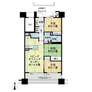 サーパス倉敷鶴形【0403号室】の間取り
