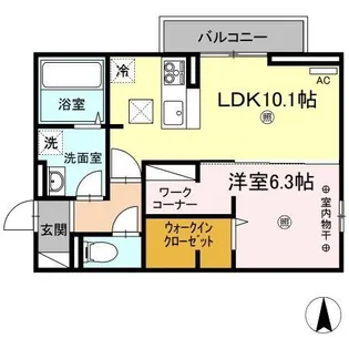 ナーブ屋島 B棟【101 号室】の間取り