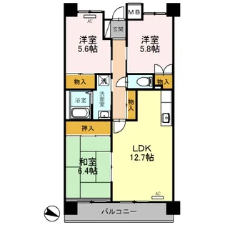 グリーンビュー西町【2階】の間取り