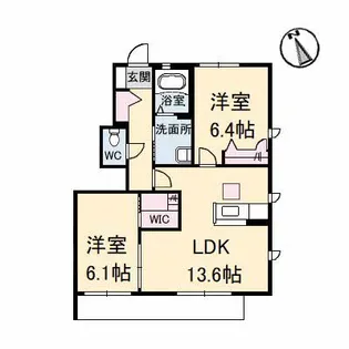 グランマスト多治米C棟【1階】の間取り
