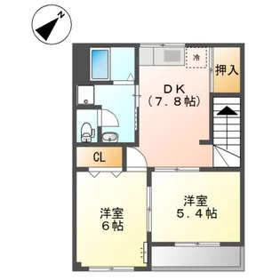 サンハイツ山ノ手【2階】の間取り