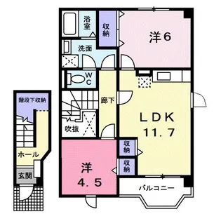 ルミエールアカフネ A【2階】の間取り