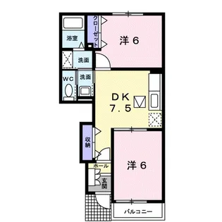 ウエストヒルズC【1階】の間取り