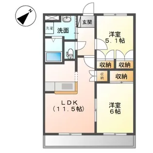 プロニティ オオフク壱番館【1階】の間取り