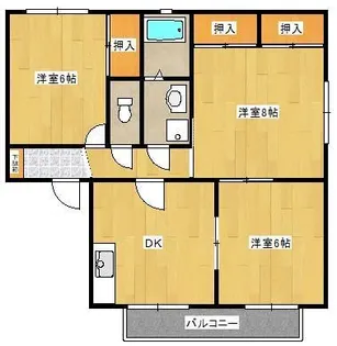 うわなりグリーンコーポ B棟【105号室】の間取り