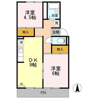 グリーンコーポ板谷B棟【102号室】の間取り