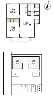 サンパティオ大福【202号室】の間取り