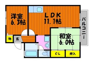 メゾンコスモス3【2階】の間取り