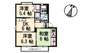 シャーメゾン大福 C棟【202号室】の間取り