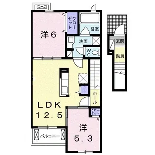 フェリーチェ六条B【2階】の間取り