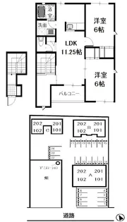 グランソレイユB【2階】の間取り