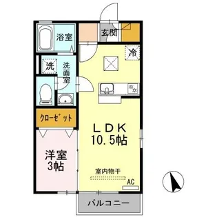 リビングタウン伏石Ⅱ A棟【101号室】の間取り