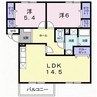 ニューエルディム裕Ⅱ【3階】の間取り
