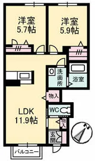 ガーデンズ多治米 B棟【1階】の間取り