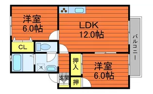 ハイカムール貝吹D【203号室】の間取り