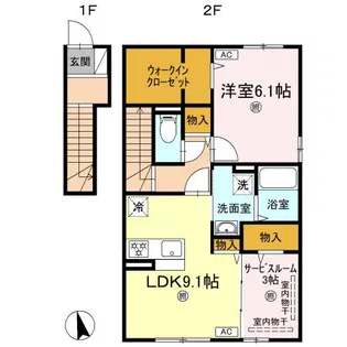 フェリーチェ【A棟201号室】の間取り
