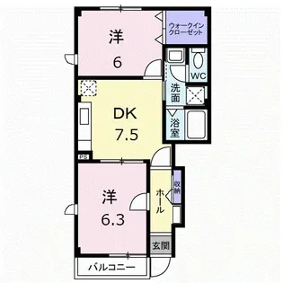 リバーウエスト B【1階】の間取り