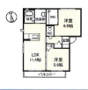 ヴィラージュC【202号室】の間取り