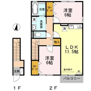 ロイヤルパークス林町 A棟【A202 号室】の間取り