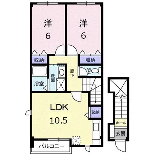 サンライズk3 A【2階】の間取り