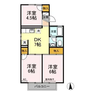 プレジールワカミヤ A棟【2階】の間取り