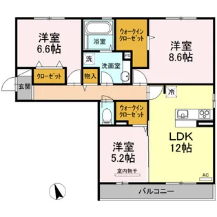 サザンソレイユ【3階】の間取り