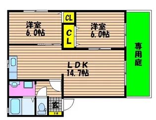 ガルテン26 B棟【102号室】の間取り