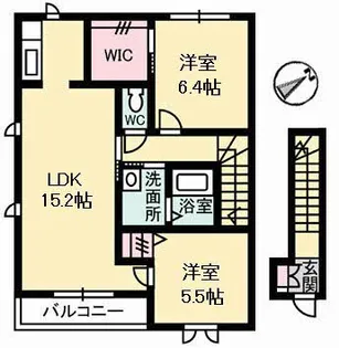 グランドメゾン水呑 B棟【2階】の間取り