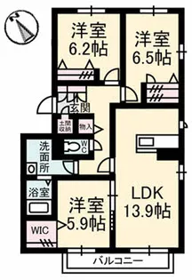 グランベレオハピネスB棟【2階】の間取り