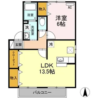 ラ・フルール B棟【1階】の間取り