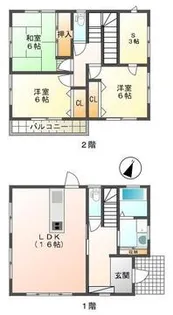 グレイスタウン山口【1号室】の間取り