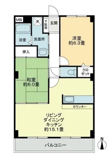 フォブールトロワやくりB【2階】の間取り