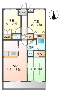サニーハイツ鬼無【2階】の間取り