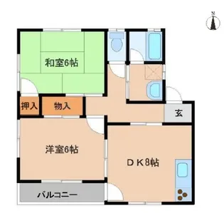 コーポラス関本【B202号室】の間取り