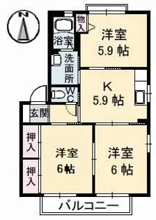 バリュージュグリーン D【2階】の間取り