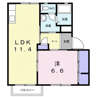梨の木ハイツB【1階】の間取り