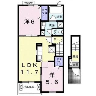 ピア六条Ⅱ【2階】の間取り