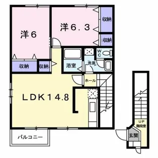 2LDKの間取り画像