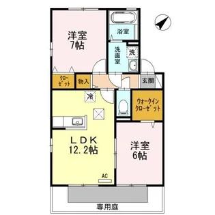 リビングタウン宇多津 A棟【102号室】の間取り