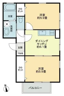 フォブールDMC・D【1階】の間取り