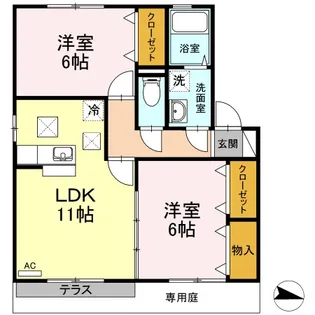 ライフモア守上 B棟【1階】の間取り