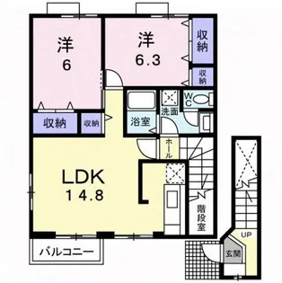 2LDKの間取り画像