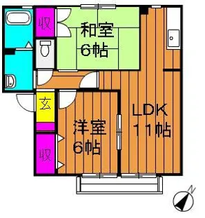 ソレジオ浜中A【1階】の間取り